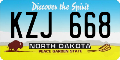 ND license plate KZJ668
