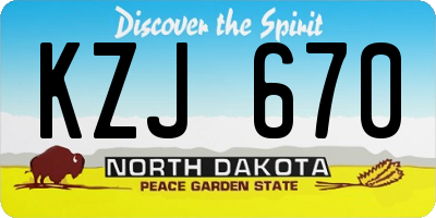 ND license plate KZJ670