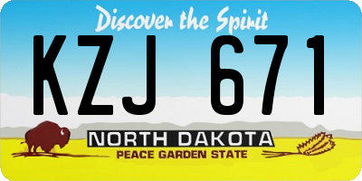 ND license plate KZJ671