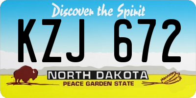 ND license plate KZJ672