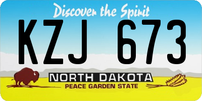 ND license plate KZJ673