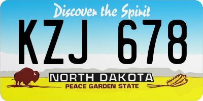 ND license plate KZJ678