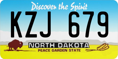 ND license plate KZJ679