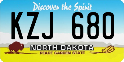 ND license plate KZJ680