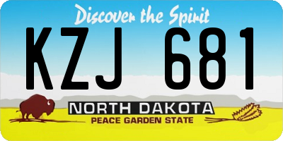 ND license plate KZJ681