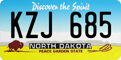 ND license plate KZJ685