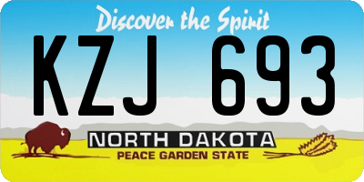 ND license plate KZJ693