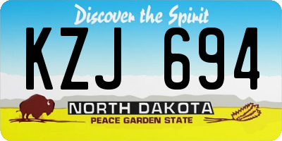ND license plate KZJ694