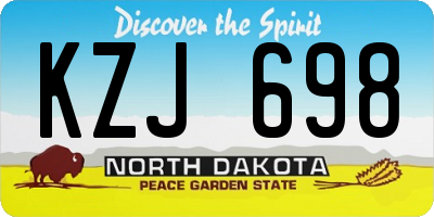 ND license plate KZJ698