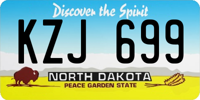 ND license plate KZJ699