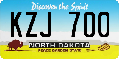 ND license plate KZJ700