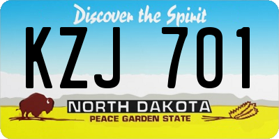 ND license plate KZJ701