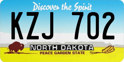 ND license plate KZJ702