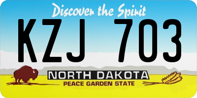 ND license plate KZJ703