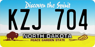 ND license plate KZJ704