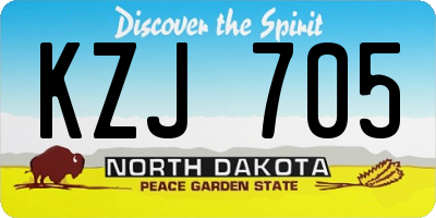 ND license plate KZJ705