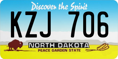 ND license plate KZJ706