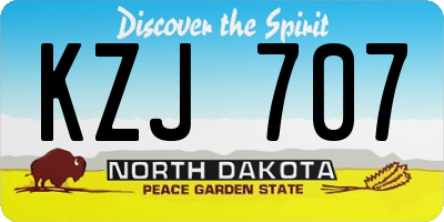 ND license plate KZJ707