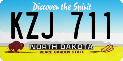 ND license plate KZJ711