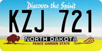 ND license plate KZJ721