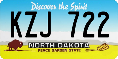 ND license plate KZJ722