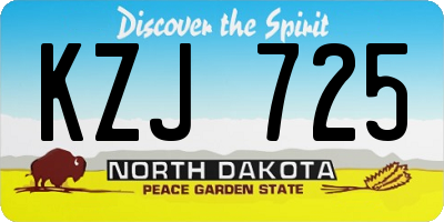 ND license plate KZJ725