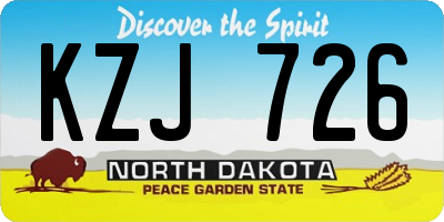 ND license plate KZJ726