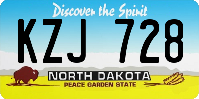 ND license plate KZJ728