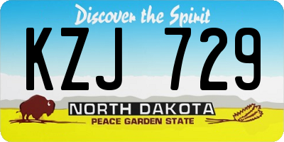 ND license plate KZJ729