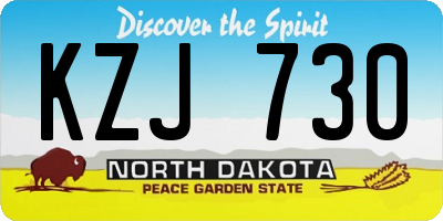 ND license plate KZJ730