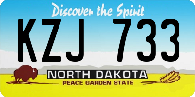 ND license plate KZJ733