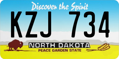 ND license plate KZJ734