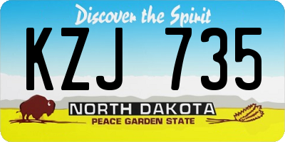 ND license plate KZJ735