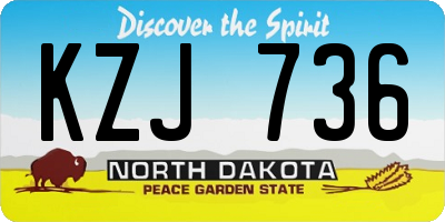 ND license plate KZJ736