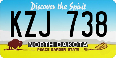 ND license plate KZJ738