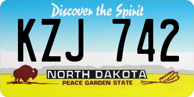 ND license plate KZJ742
