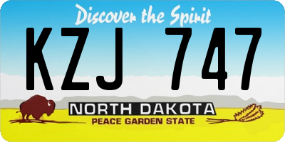 ND license plate KZJ747
