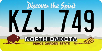 ND license plate KZJ749