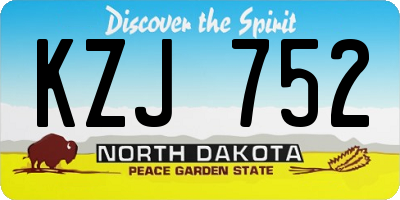 ND license plate KZJ752