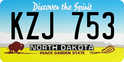 ND license plate KZJ753