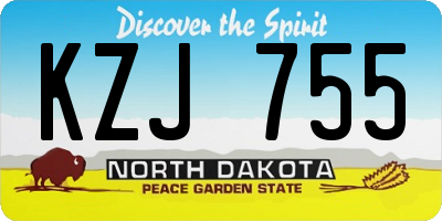 ND license plate KZJ755