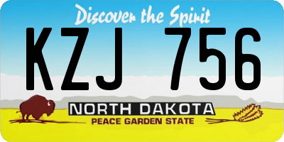 ND license plate KZJ756