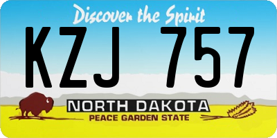 ND license plate KZJ757
