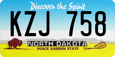 ND license plate KZJ758