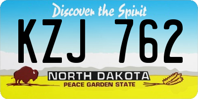 ND license plate KZJ762