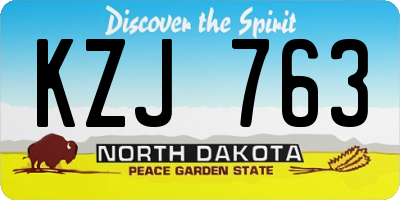 ND license plate KZJ763