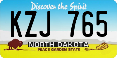 ND license plate KZJ765
