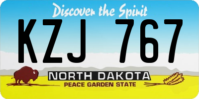 ND license plate KZJ767