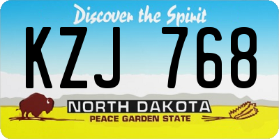 ND license plate KZJ768