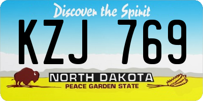 ND license plate KZJ769
